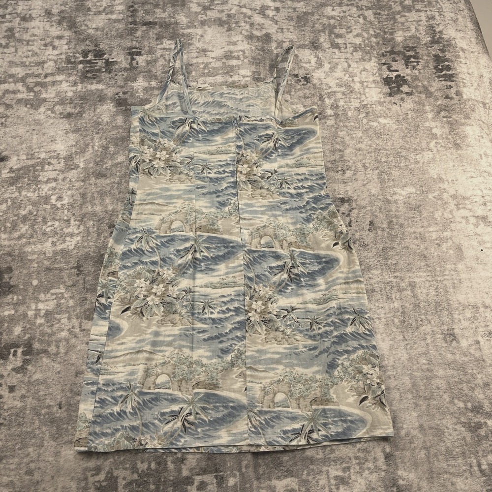 Vtg Eye Candy Women Small Blue White Beach Palm Tree Summer Dress Vacationcore